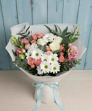 Букет цветов из:  Розы, Лизиантусы и Хризантемы в Новошешминск