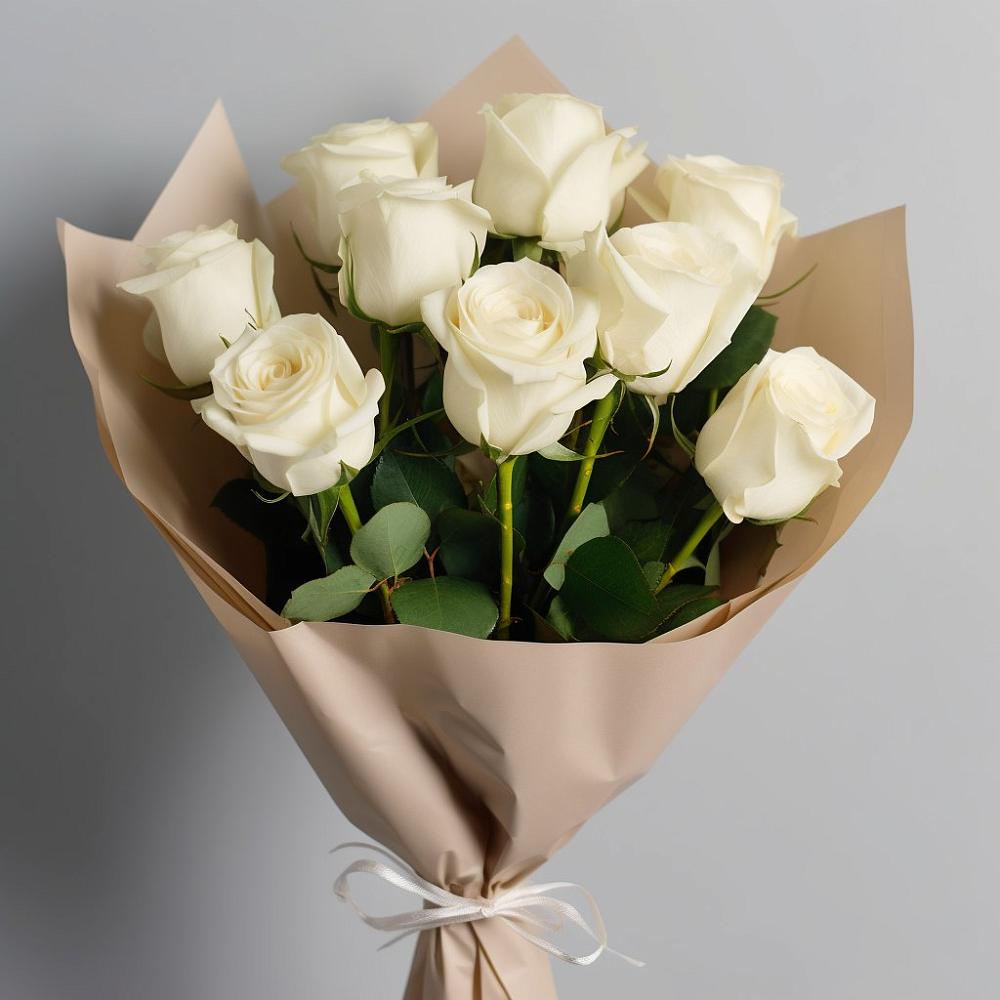 Букет 9 Белых роз Эдлесс Лав в Новошешминск