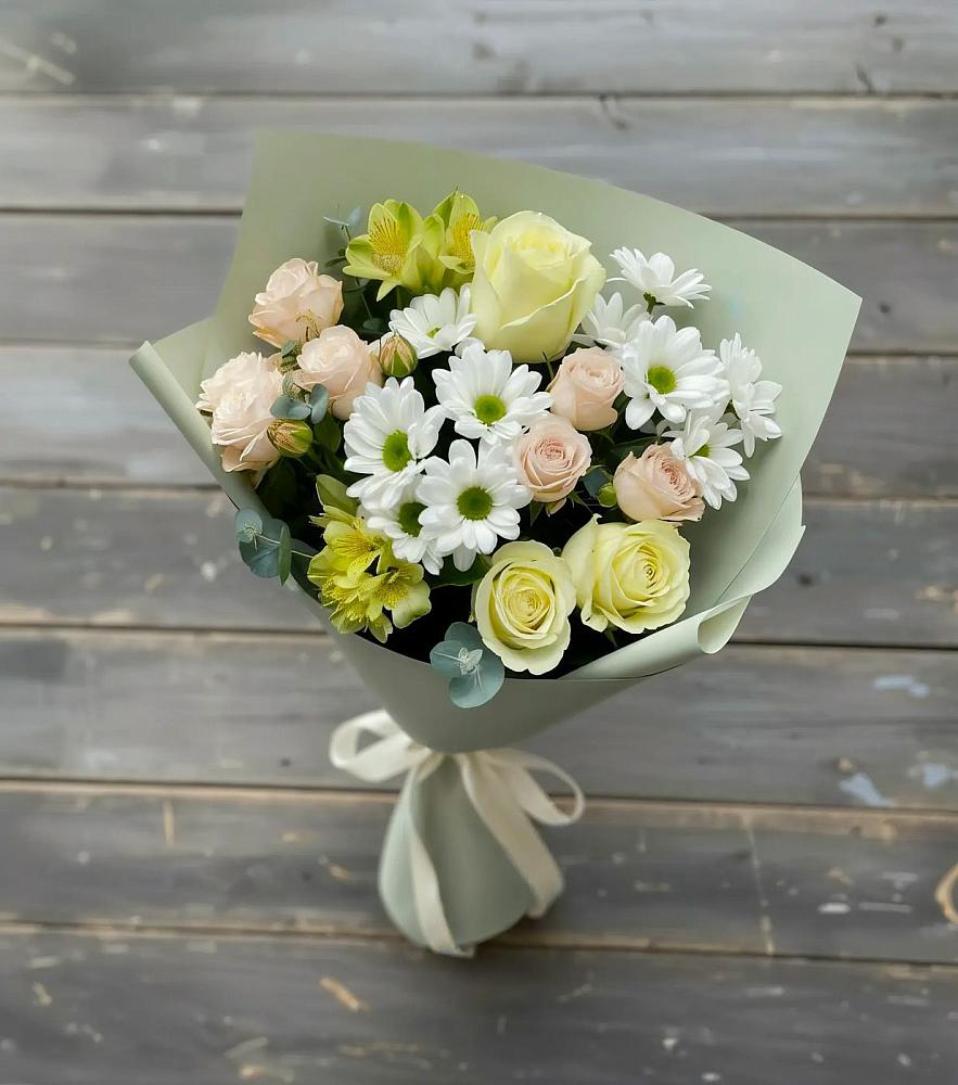 Букет цветов из: Альстромерии, Розы и Хризантемы в Новошешминск