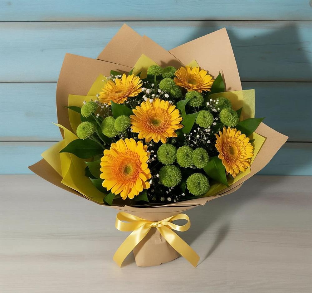 Букет цветов из: Герберы и Хризантемы в Новошешминск