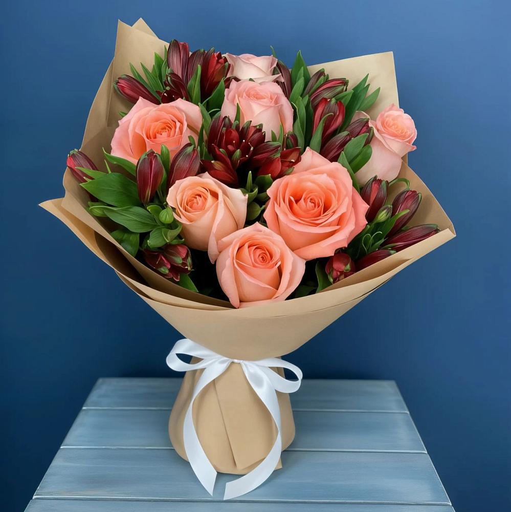 Букет цветов из: Розы и Альстромерии в Новошешминск