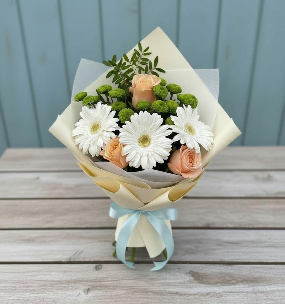 Букет цветов из: Герберы, Розы и Хризантемы в Новошешминск