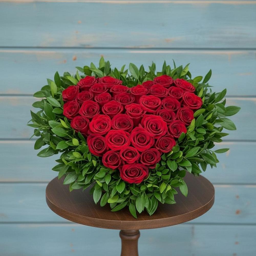 Цветочная композиция из Розы в виде сердца в Новошешминск