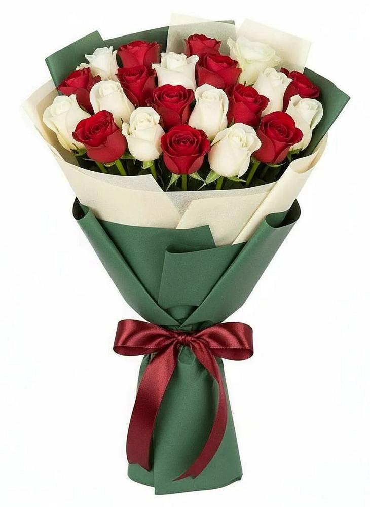 Букет Микс из красных и белых роз в Новошешминск