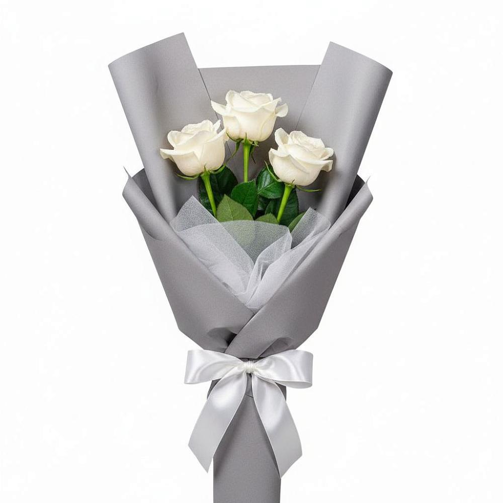 Букет 3 белые розы в Новошешминск