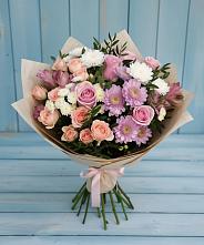 Букет цветов из:  Хризантемы, Розы и Альстромерии в Новошешминск