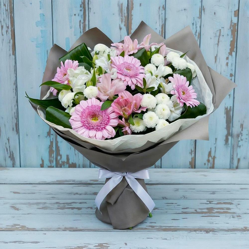 Букет цветов из: Герберы, Альстромерии и Хризантемы в Новошешминск